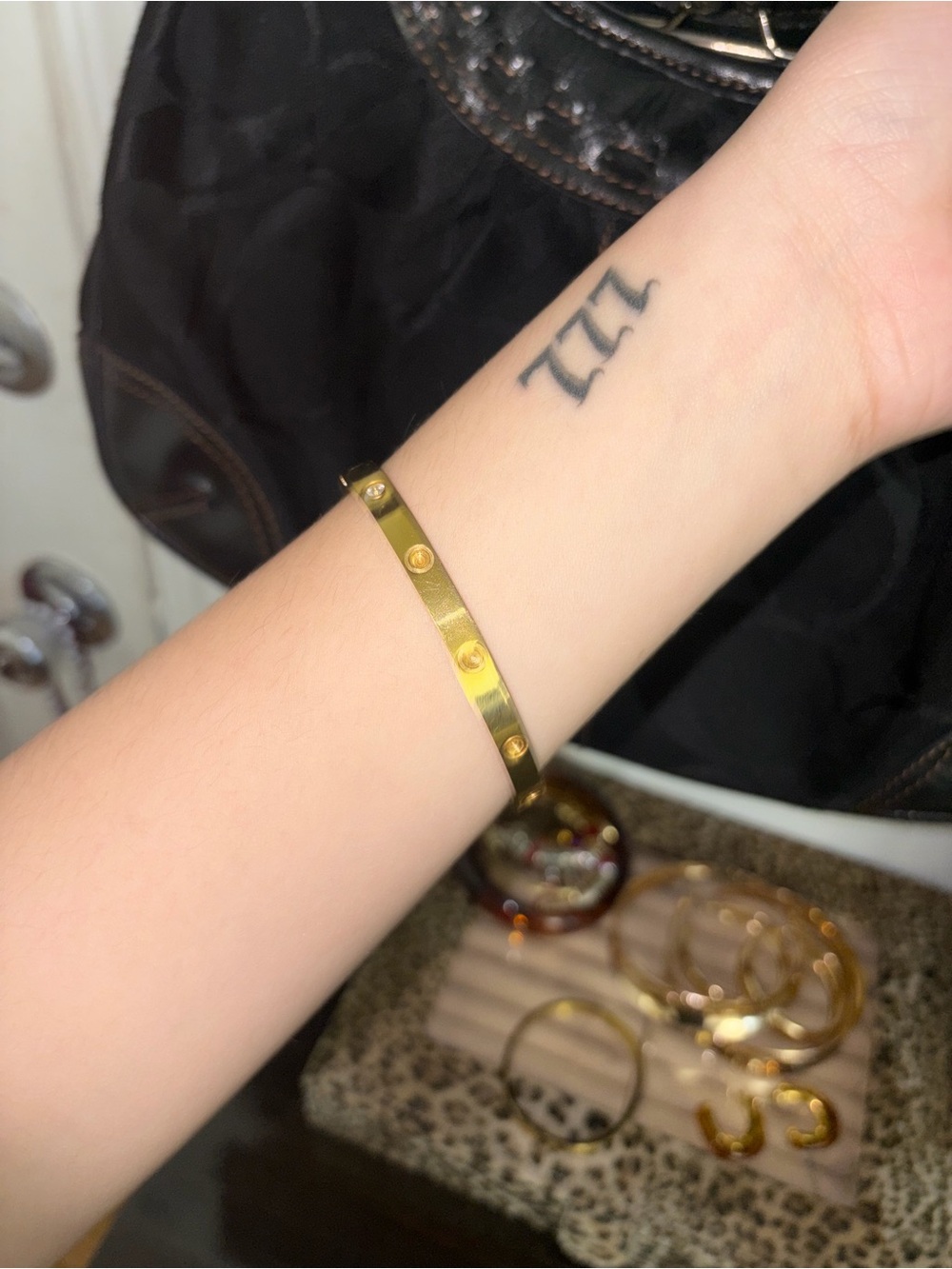 Gold Screw-Accent Bangle Bracelet - Women Jewelry